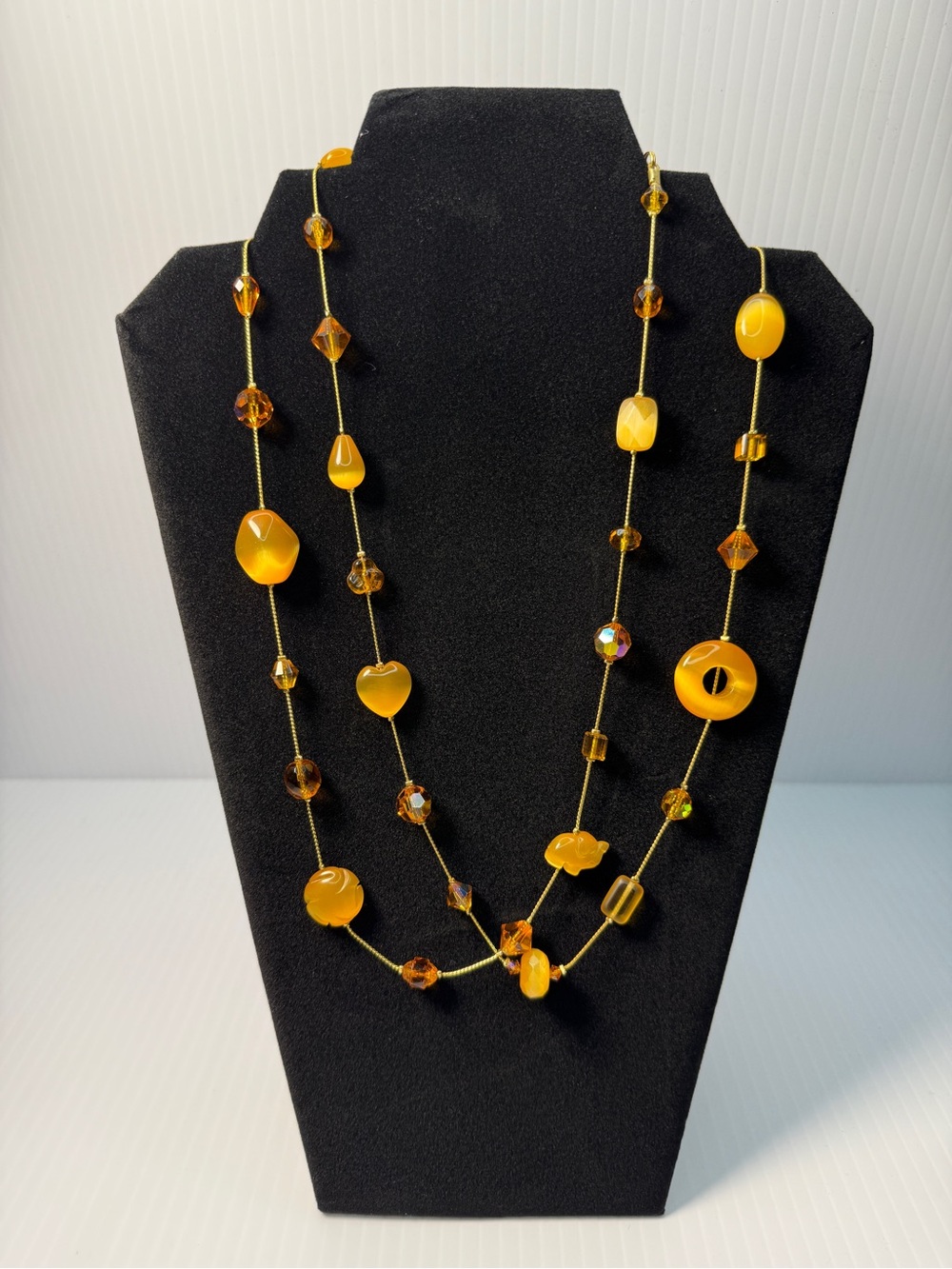 Dabby Reid Golden Carnelian & Citrine  Bead Multi-Shape Long Necklace